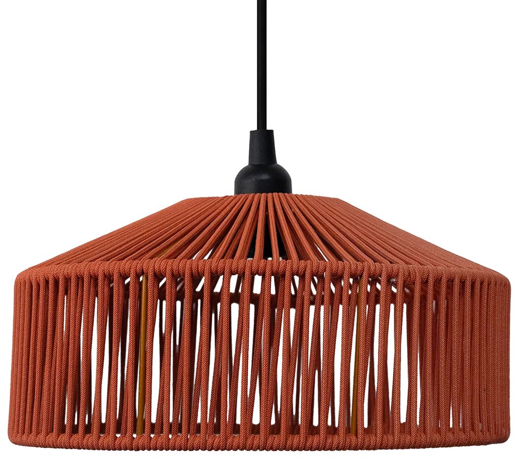 Zewnetrzna Boho lampa wisząca z terakoty i liny IP44 - CalabardinaBoho Oswietlenie zewnetrzne