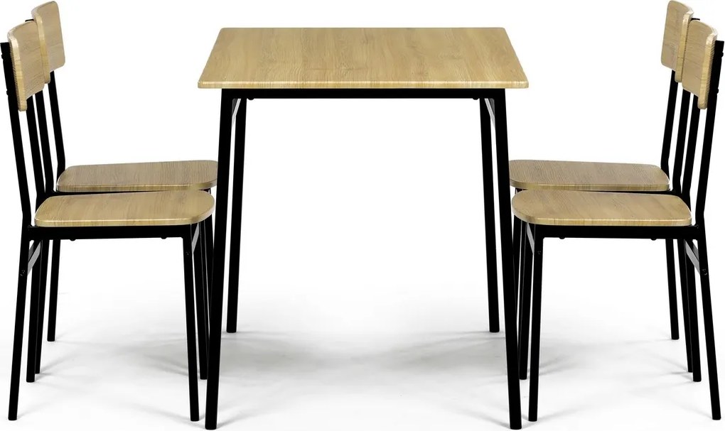 Zestaw jadalniany Industrial z 4 krzesłami, 110 x 70 x 76 cm, dąb dziki
