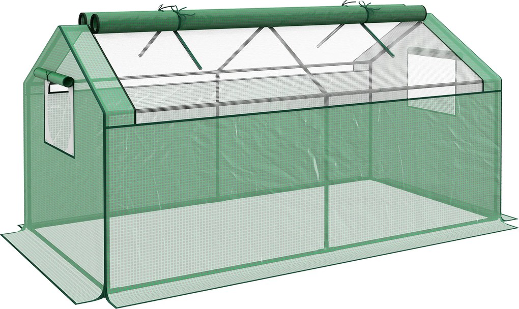 Outsunny Szklarnia foliowa z oknem, tunel ogrodowy z ochroną UV, szklarnia na pomidory, inspekt, do ogrodu, balkonu, 180 x 92 x 92 cm, zielony