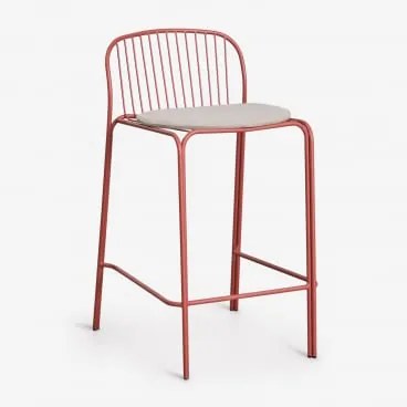 [*]wysoki Stołek Ogrodowy Z Stali Anerina Terracota & ↑65 Cm & Beż Orzechowy - Sklum