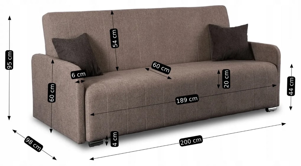 Sofa z Funkcją Spania ASPEN Wersalka Rozkładana Dwuosobowa Beżowa Nowoczesna do Salonu