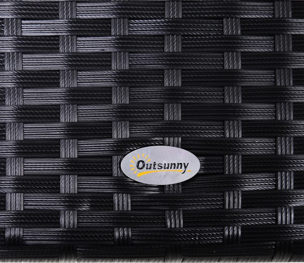 Outsunny Huśtawka Ogrodowa 3-os z Dachem Technorattan Metal Czarna | Aosom PL