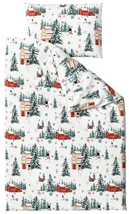 PrzytulneMieszkanie.pl PrzytulneMieszkanie.pl Pościel bawełniana SNOWY HOUSES, biała Rozmiar pościeli: 70 x 90 cm | 140 x 200 cm