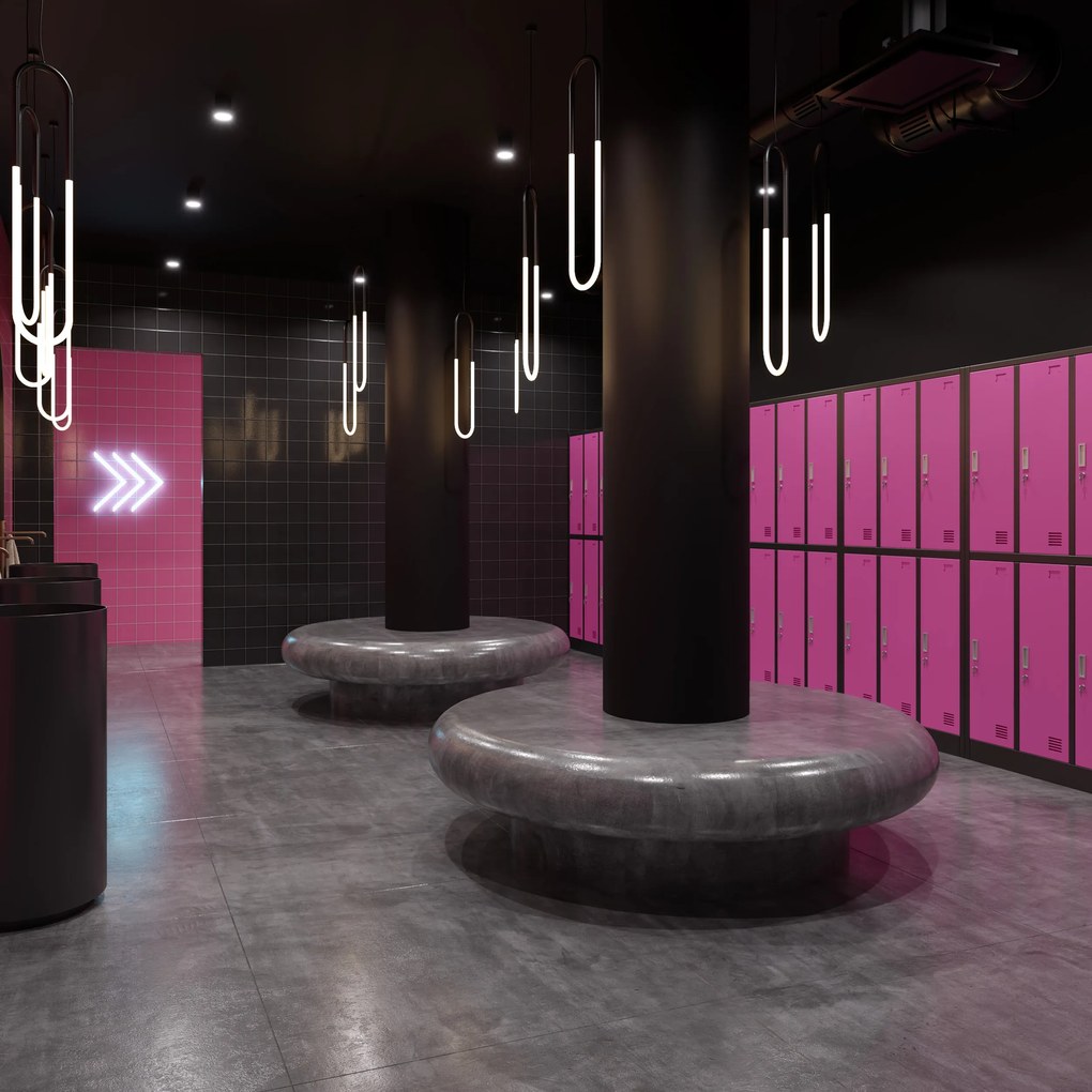 Szafka socjalna ubraniowa BHP fuksja: 6-drzwiowa IGOR, 900 x 1850 x 450 mm