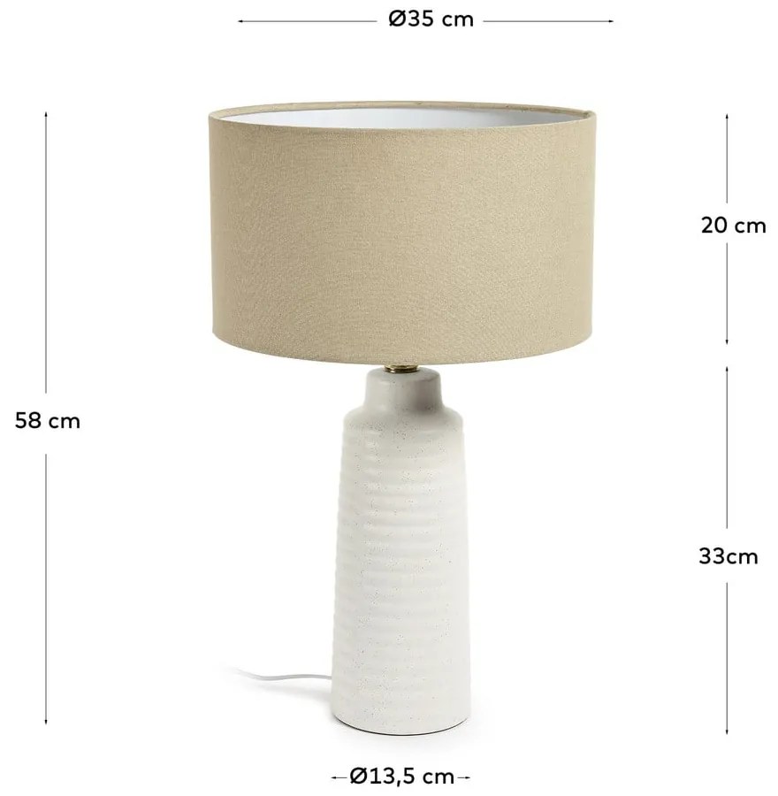 Biała lampa stołowa z tekstylnym kloszem (wys. 58 cm) Mijal – Kave Home