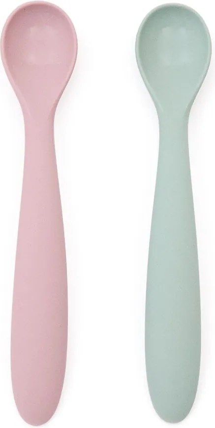 Różowo-turkusowe plastikowo-silikonowe łyżeczki dla dzieci zestaw 2 szt. Lili – Kave Home