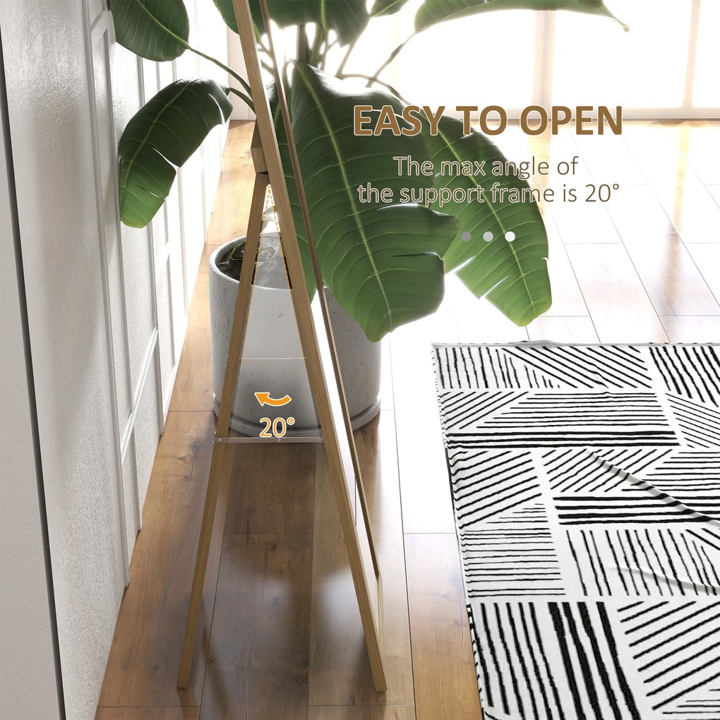 HOMCOM Lustro do pełnego ciała, Lustro ścienna, 37 cm x 40 cm x 155 cm, z hakami do montażu, Srebrne + Dąb