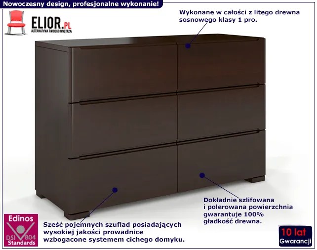 Komoda drewniana 6 szuflad Inca 5S - Palisander