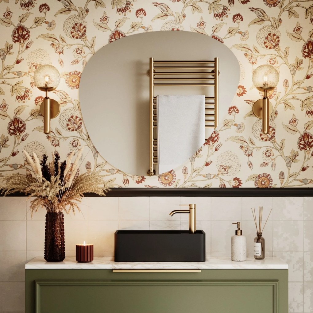 Lustro o nieregularnym kształcie oszlifowane bez podświetlenia MOIRA | Różna rozmiary | Różne kolory szkła : Kolor tafli szkła - Grafit, Rozmiar - 70 x 64 cm