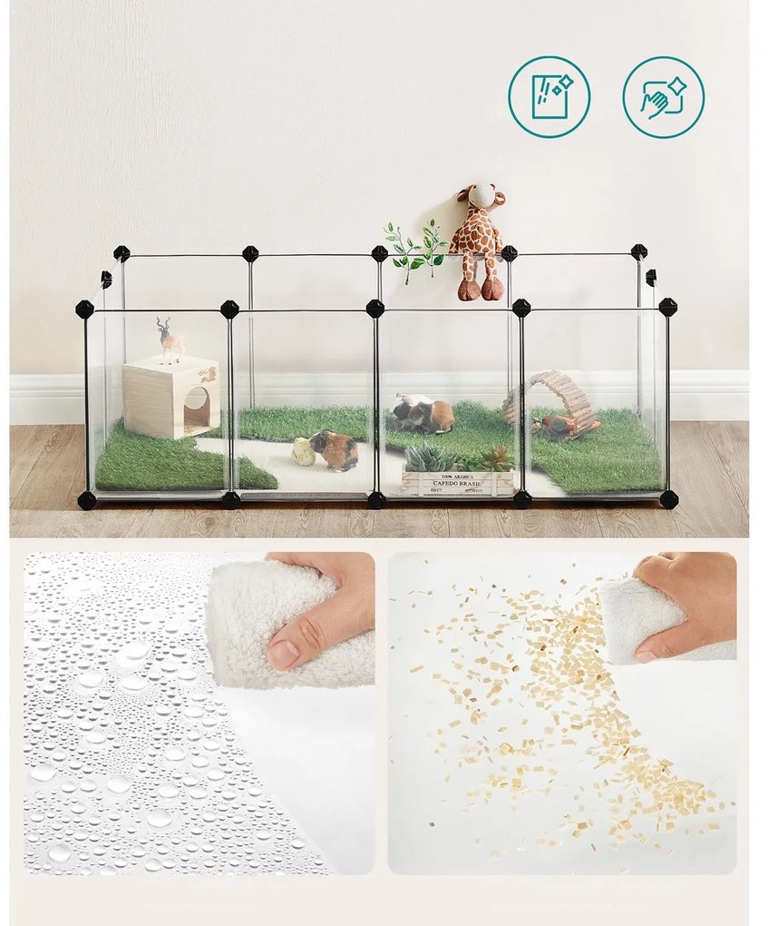 SongmicsHome Zagroda dla małych zwierząt z przezroczystego plastiku BEN, 125x63x42 cm, transparentna
