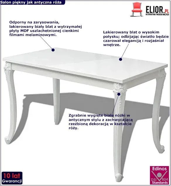 Stół lakierowany Reso 3A - biały