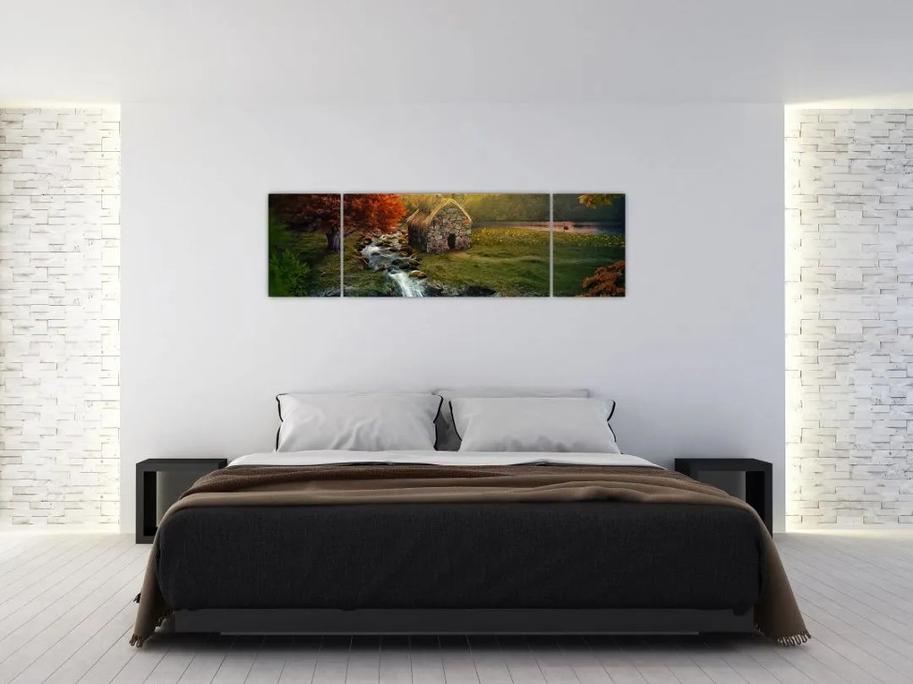 Obraz domku w bajkowym krajobrazie (170x50 cm)