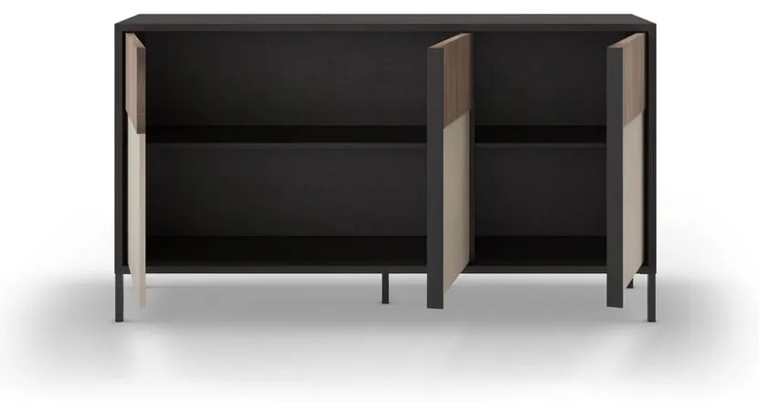 Antracytowo-jasnobrązowa niska komoda 156x86 cm Amalia – Marckeric