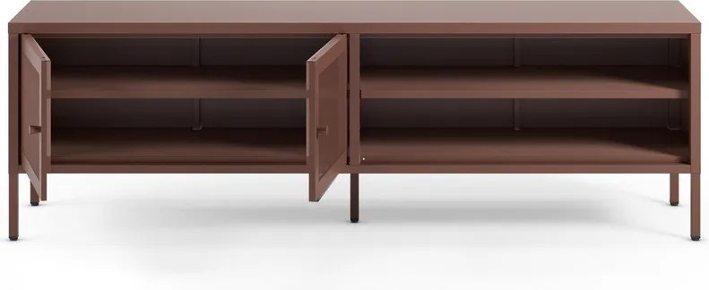 Bordowa metalowa szafka pod TV 160x50x35 cm Fayna – Marckeric