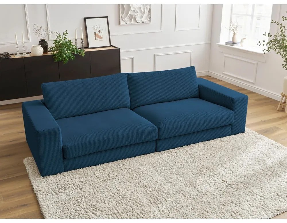 Ciemnoniebieska sztruksowa sofa 274 cm Leonard – Bobochic Paris
