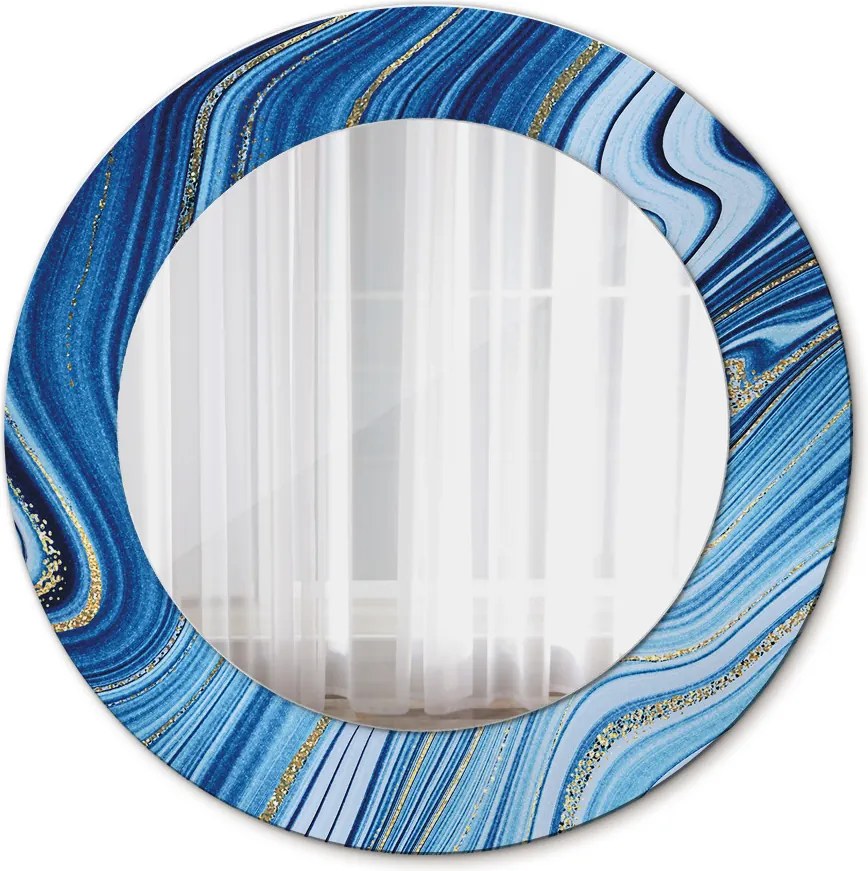 Lustro z nadrukiem dekoracyjne okrągłe Błękitne marmurkowanie