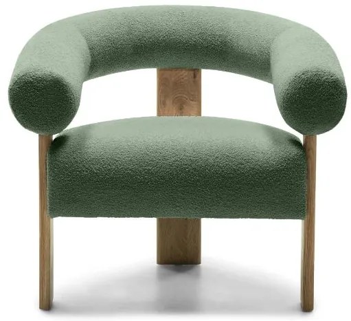 Ciemnozielony designerski fotel KOKEI, dąb