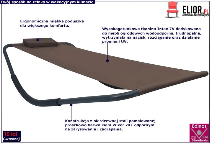Brązowa leżanka ogrodowa - Wintex 5X