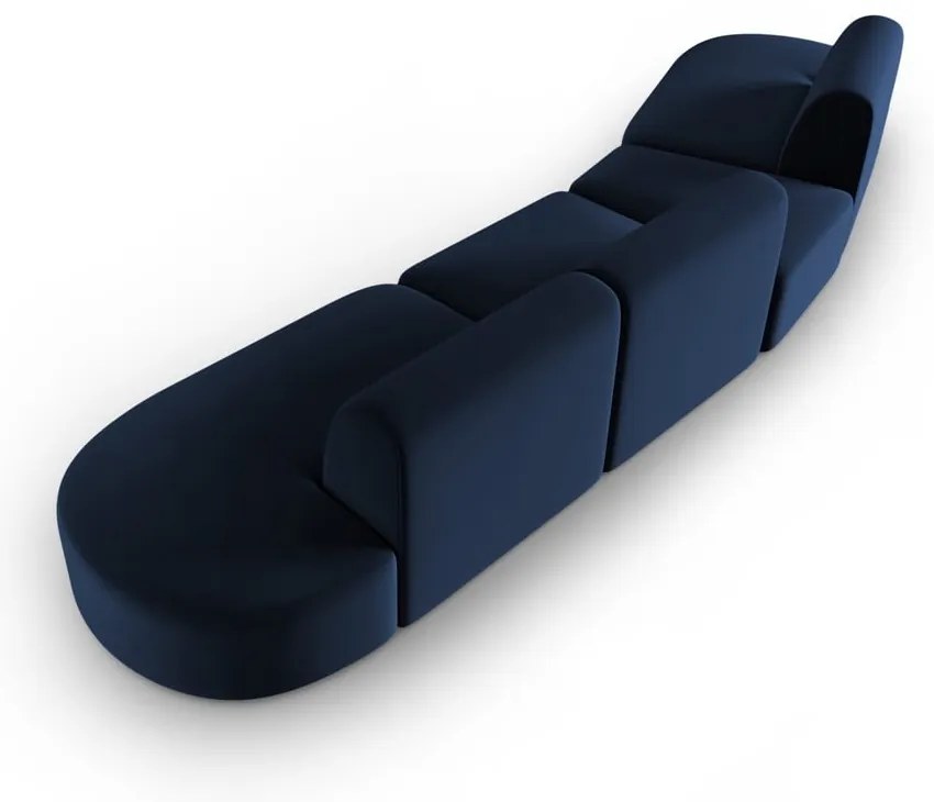 Niebieska aksamitna sofa lewostronna 428 cm Paolo – Milo Casa