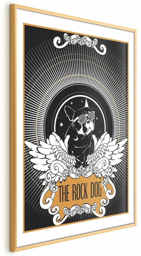 Plakat The Rock Dog 60x90 cm z ramą złotą z marginesem ARTGEIST B