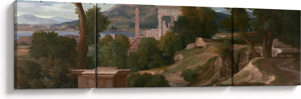 Obraz - Nicolas Poussin, Landscape with Saint John on Patmos, reprodukcje (170x50 cm)
