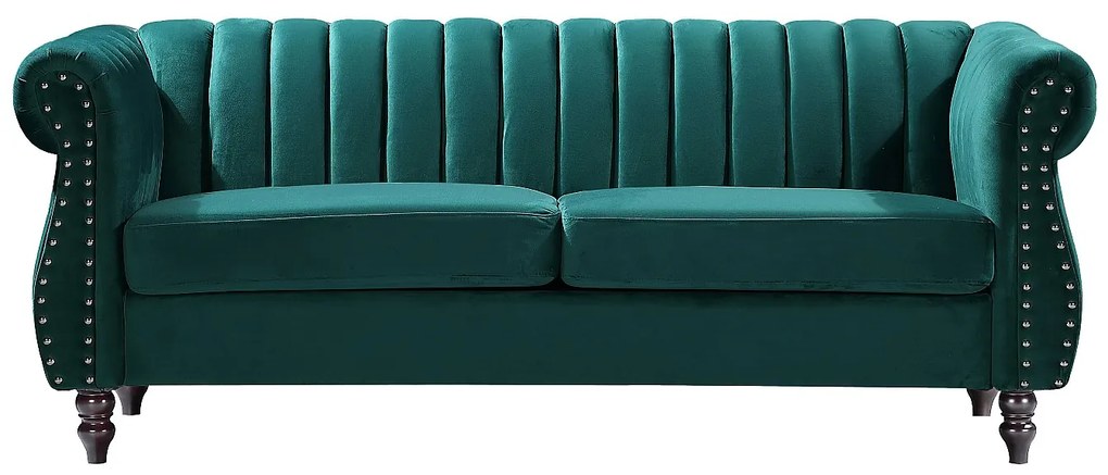 Kanapa 3-osobowa welurowa szmaragdowa zieleń TRUMBO