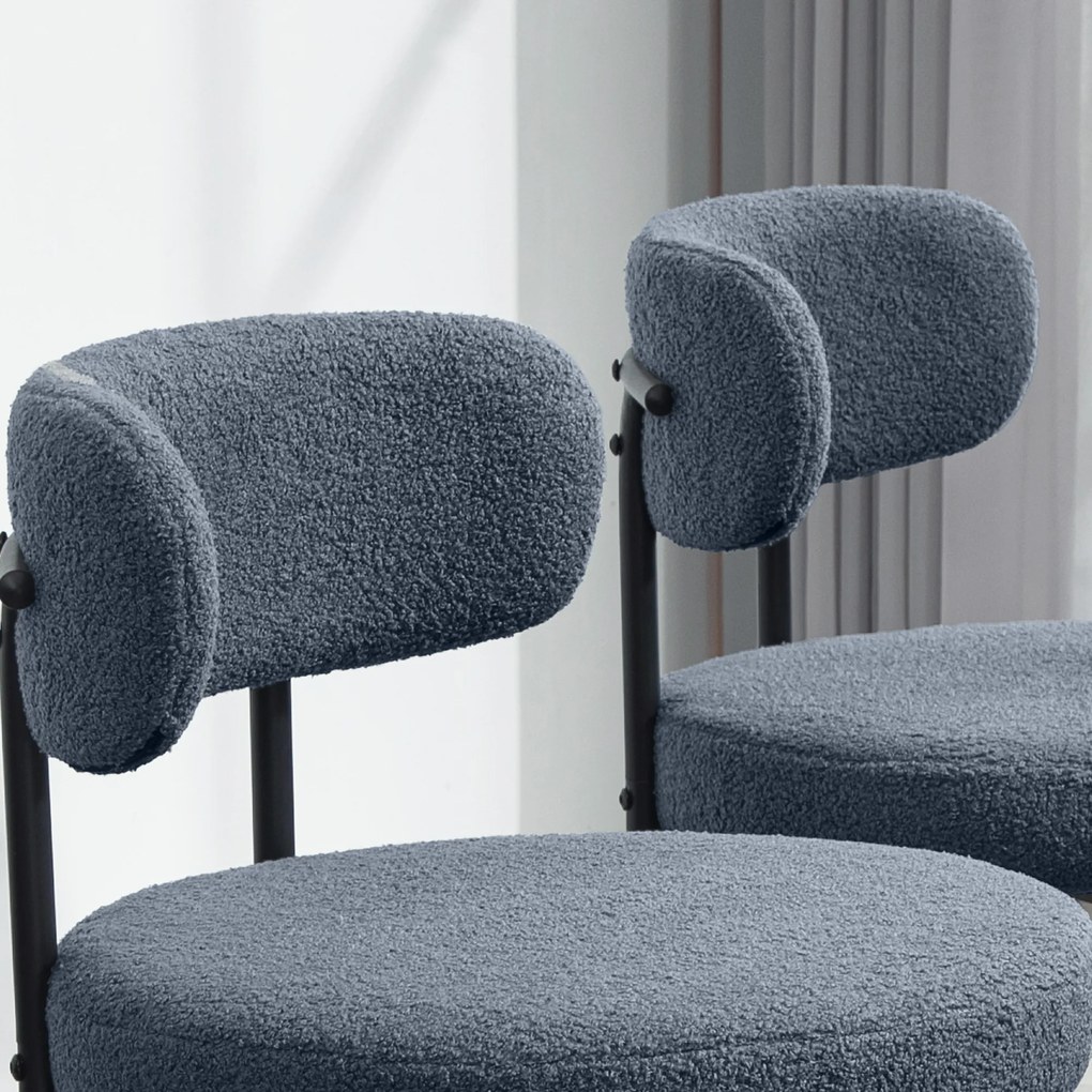 HOMCOM Zestaw 2 krzeseł do jadalni, tapicerka polarowa, siedziska tapicerowane, metalowe nogi, szare | Aosom PL