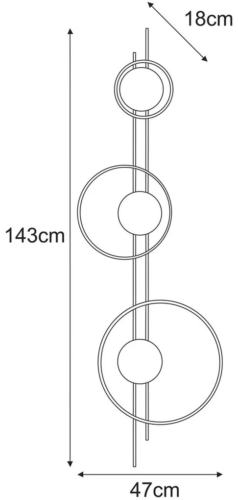 Czarno-grafitowy potrójny geometryczny kinkiet loftowy - A724-Sateli