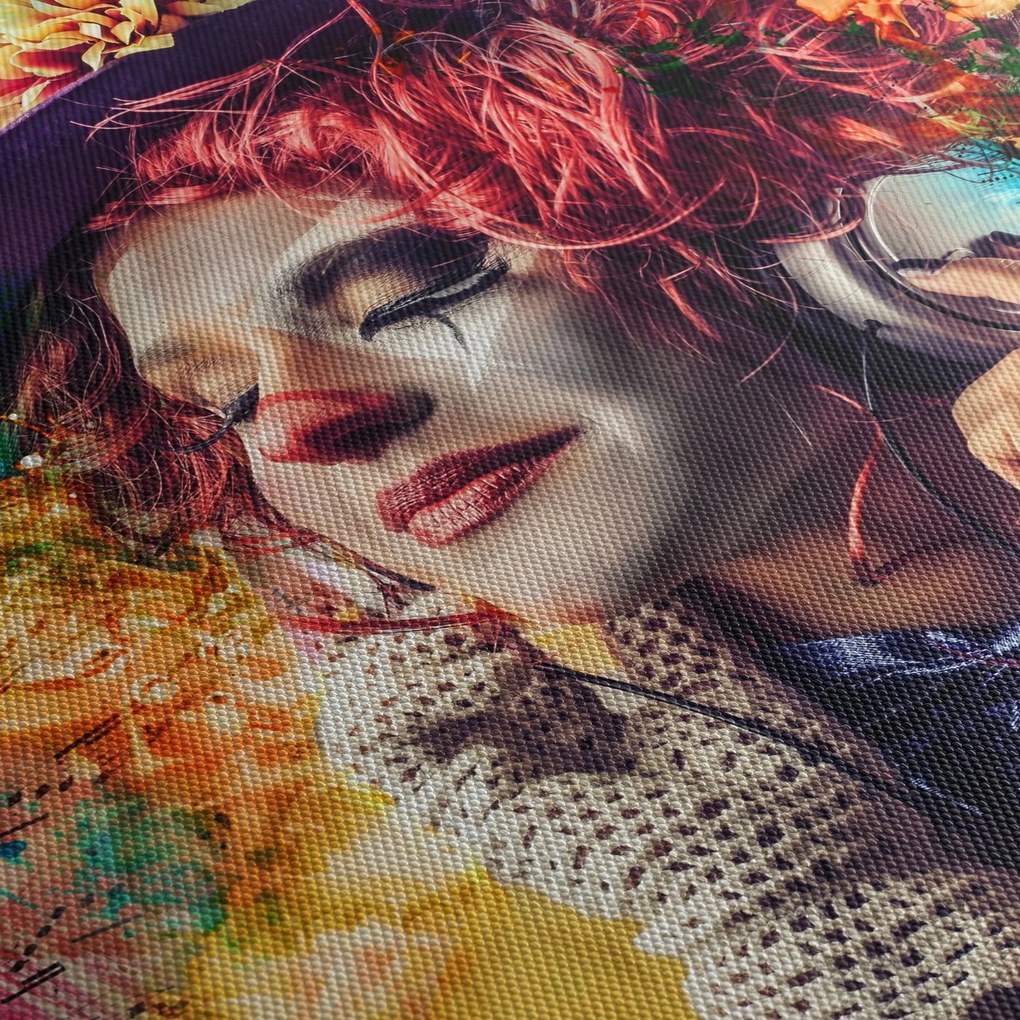Obraz - Artystka ze słuchawkami (170x50 cm)