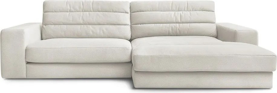 Beżowy aksamitny narożnik (prawostronny/z szezlongiem) Sierra – Bobochic Paris