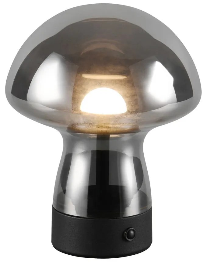 Szara lampa stołowa LED ze szklanym kloszem (wysokość 18 cm) Dooley – Trio