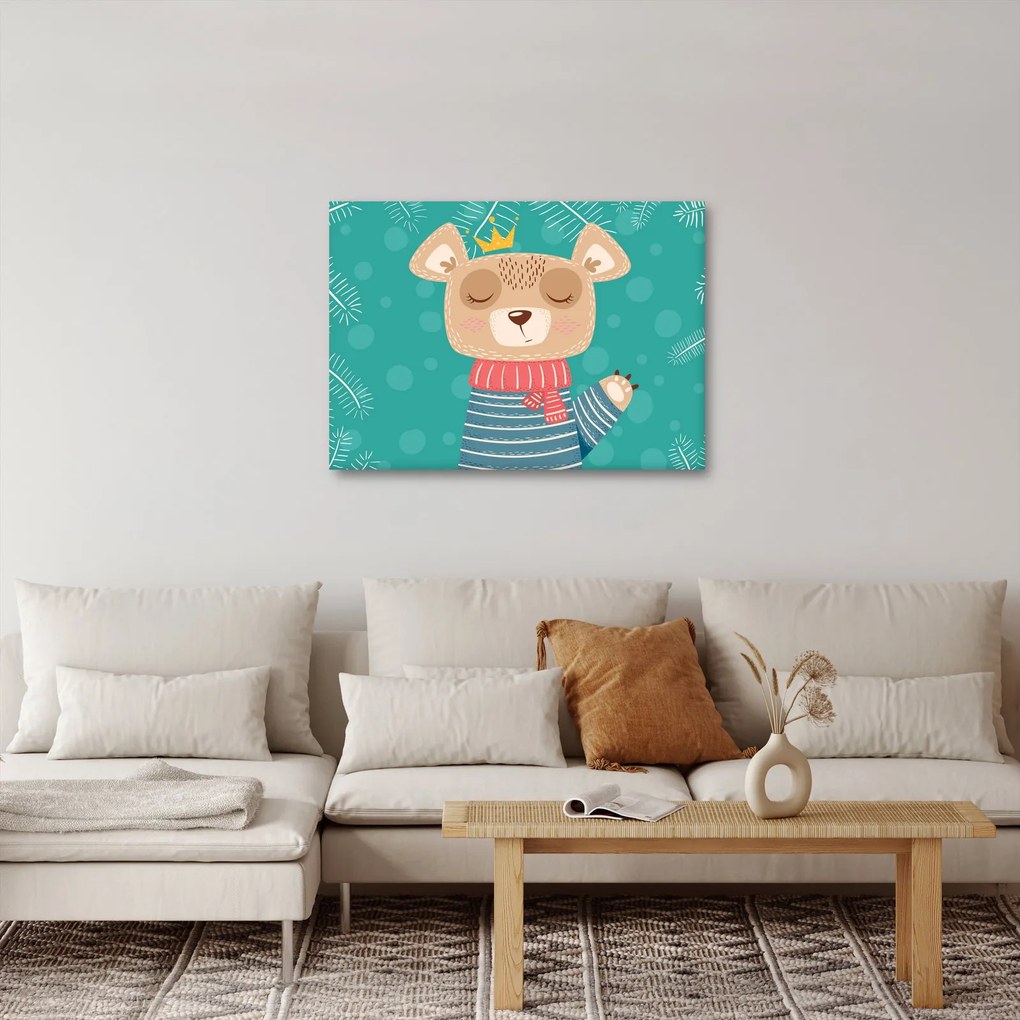 Obraz - Machający niedźwiadek (70x50 cm)