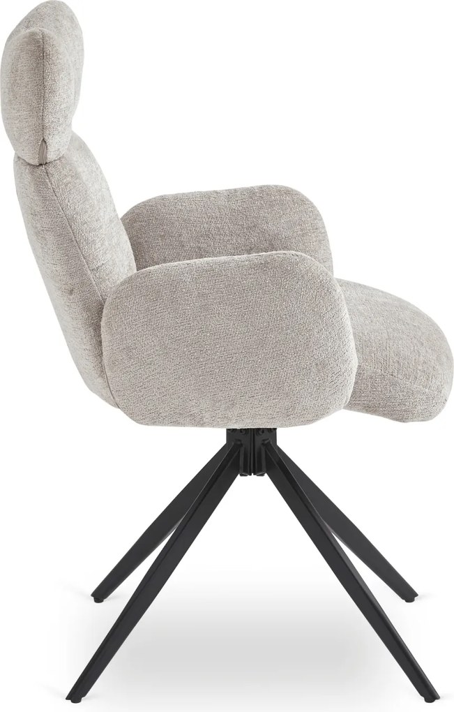 Krzesło Tapicerowane Obrotowe ALVARO Szare Boucle Nowoczesne