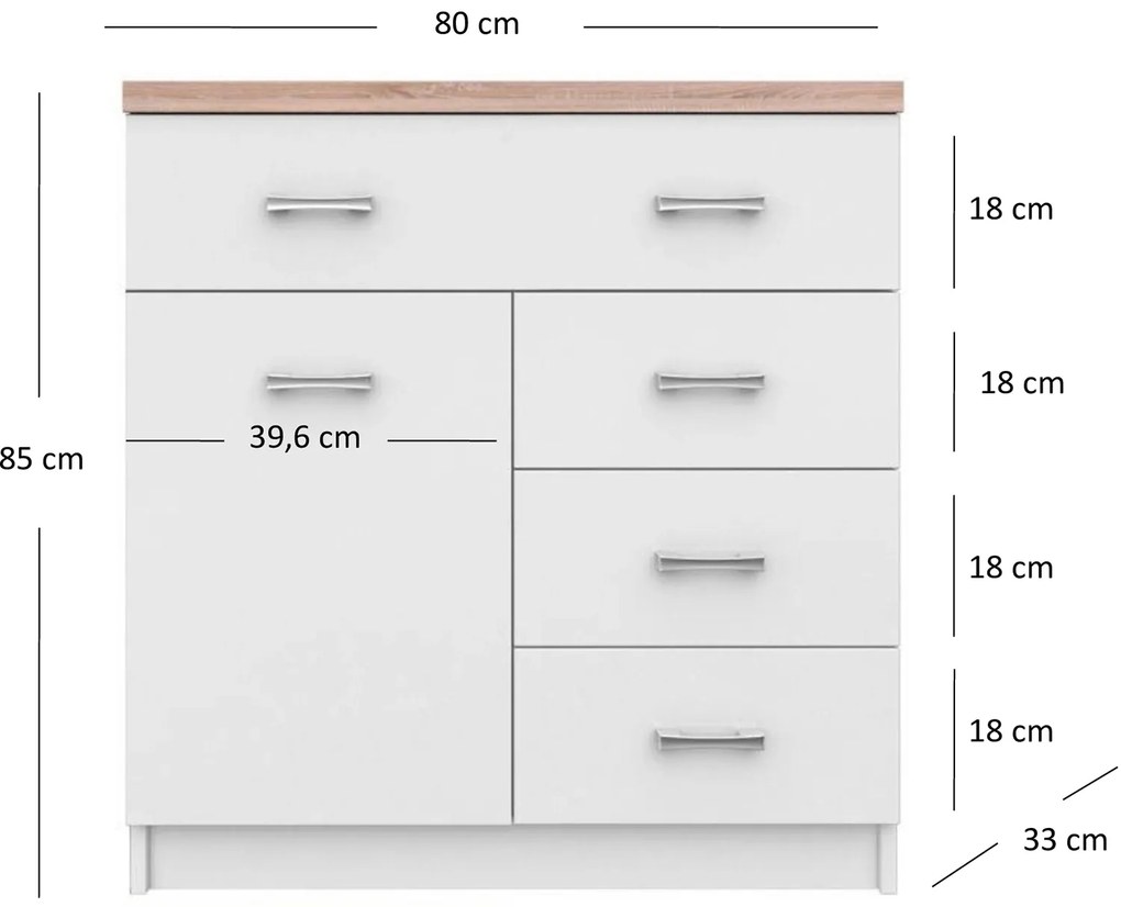 Komoda z Szufladami ELEGO 80 cm Biała do Salonu Przedpokoju Nowoczesna