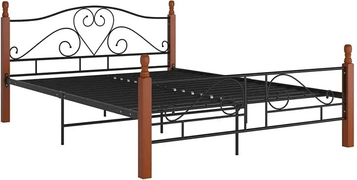 Łózko metalowe czarny + ciemny dąb 120x200 cm B8-W00