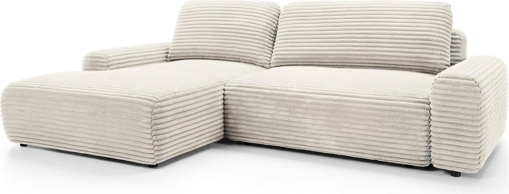 Masseno Narożnik OSSO z funkcją spania i pojemnikiem na pościel Narozniki L, Rozkładana sofa - Kremowy, AMBIENCE 02