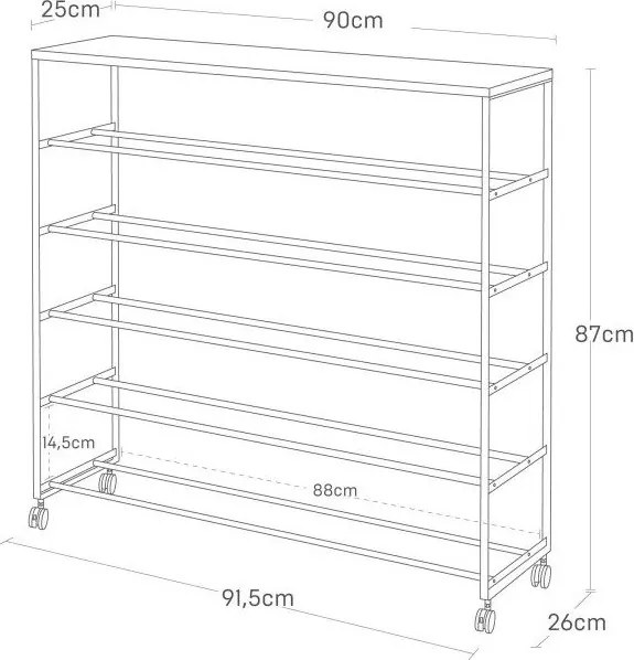 Biały metalowy regał na buty 90,5x87x26 cm Tower – YAMAZAKI