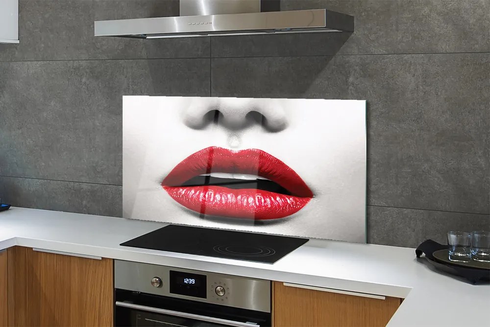Szklany Panel Czerwone Usta i Nos Kobiety
