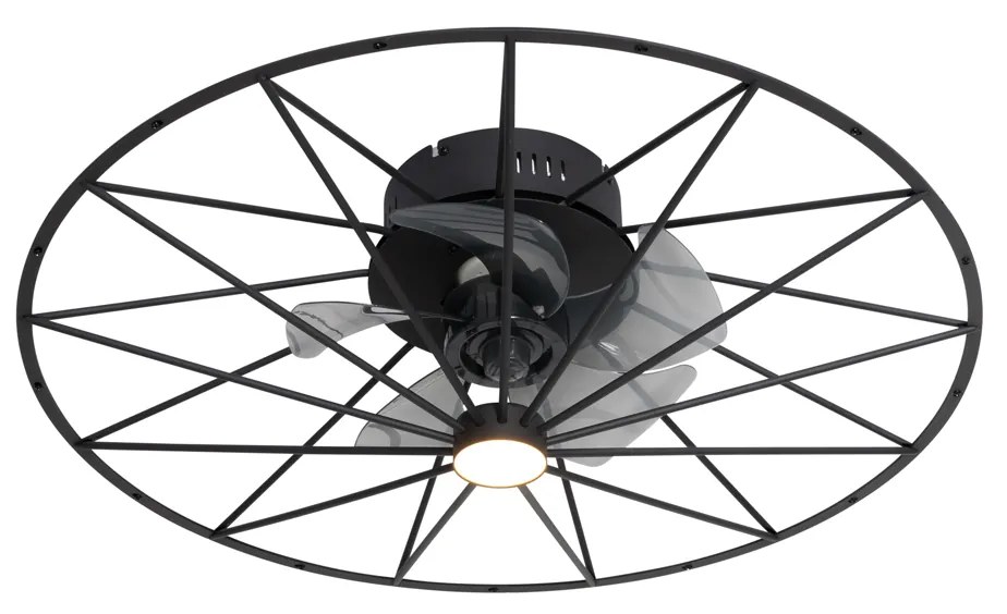 Wentylator sufitowy z lampą czarny 62 cm z LED z możliwością ściemniania z pilotem - YaranDesignerski Oswietlenie wewnetrzne