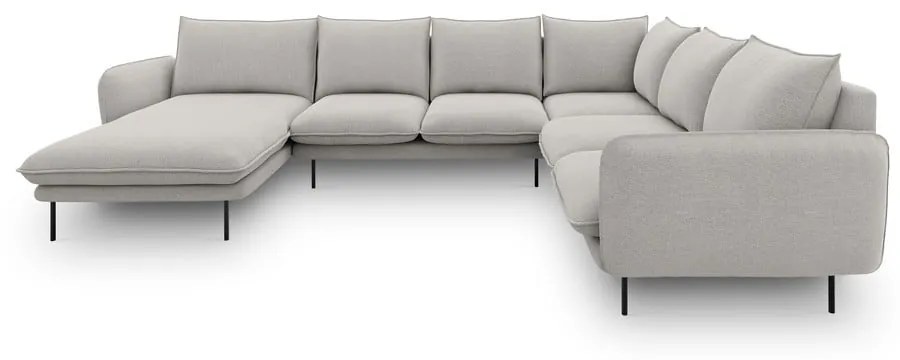 Jasnoszara sofa w kształcie litery U Cosmopolitan Design Vienna, prawostronna