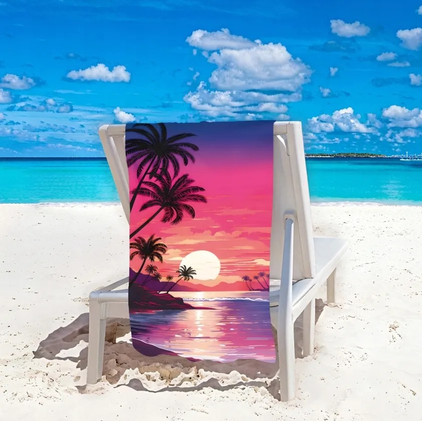 Ręcznik plażowy TAHITI 100x180 cm fioletowy, 100% mikrofibra