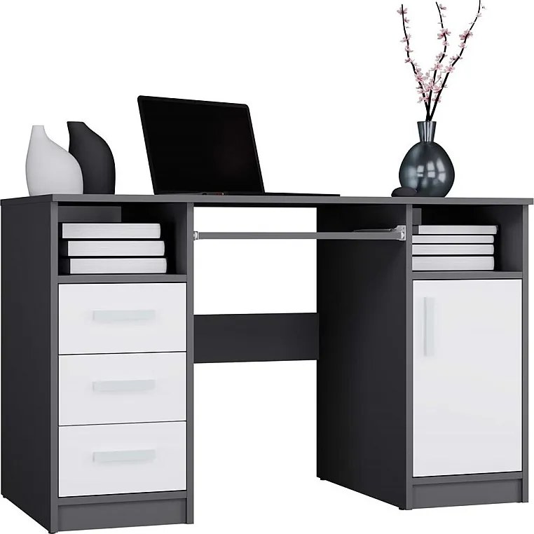 Biurko Delta | Antracyt Biały Biurko 3 Szuflady Szafka | 120x60x75 cm |Do Biura, Do Pokoju