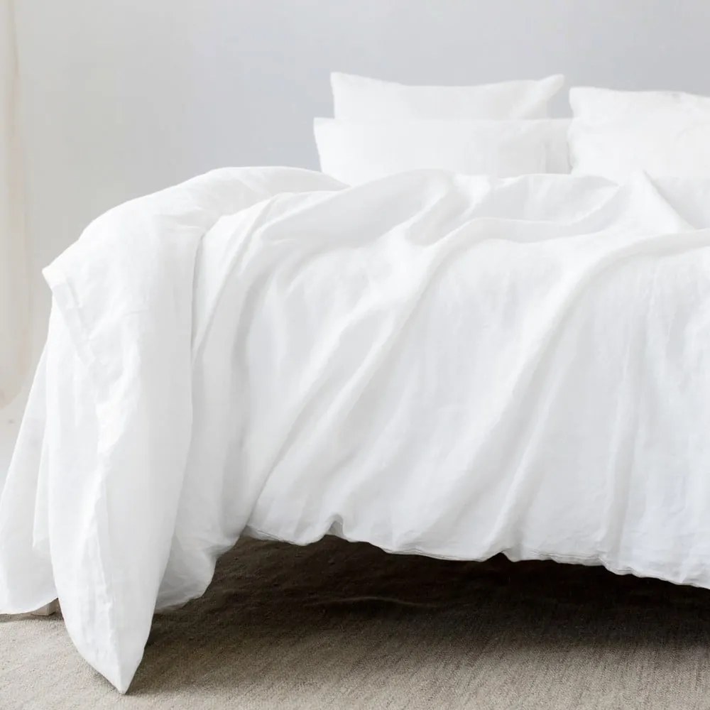 Biała pościel jednoosobowa z mieszanki lnu 150x210 cm – Linen Tales