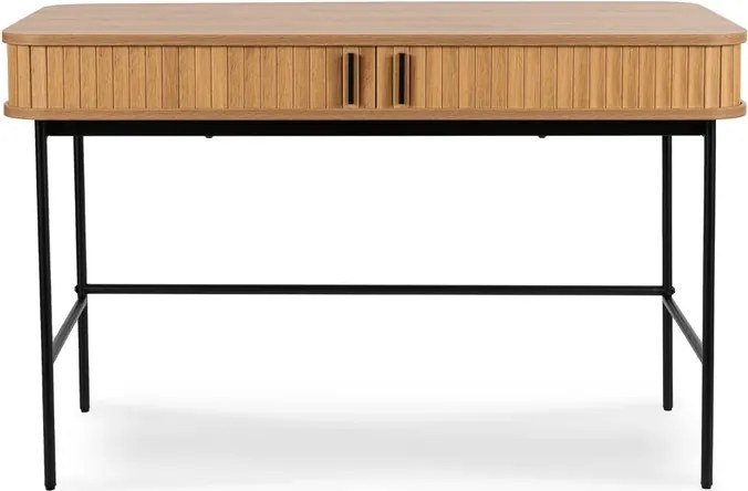 Biurko Rozsuwane TRISH 120 cm Dąb Ryflowane Nowoczesne Loft