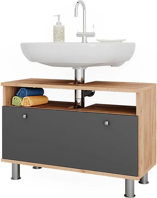 Szafka pod umywalkę złoty dąb power/antracyt 80.2x32x54 fynn