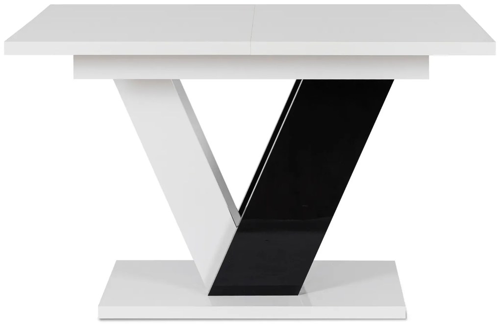Stół Prostokątny Rozkładany CLARK 120-160 cm Czarny/Biały Połysk Glamour