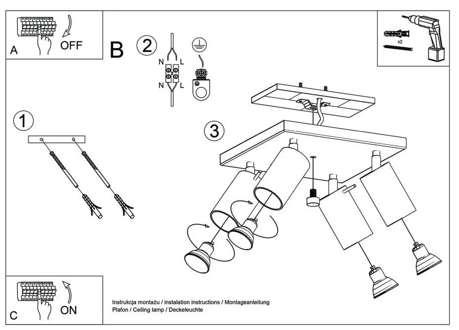 Biała lampa sufitowa Sollux Etna 4
