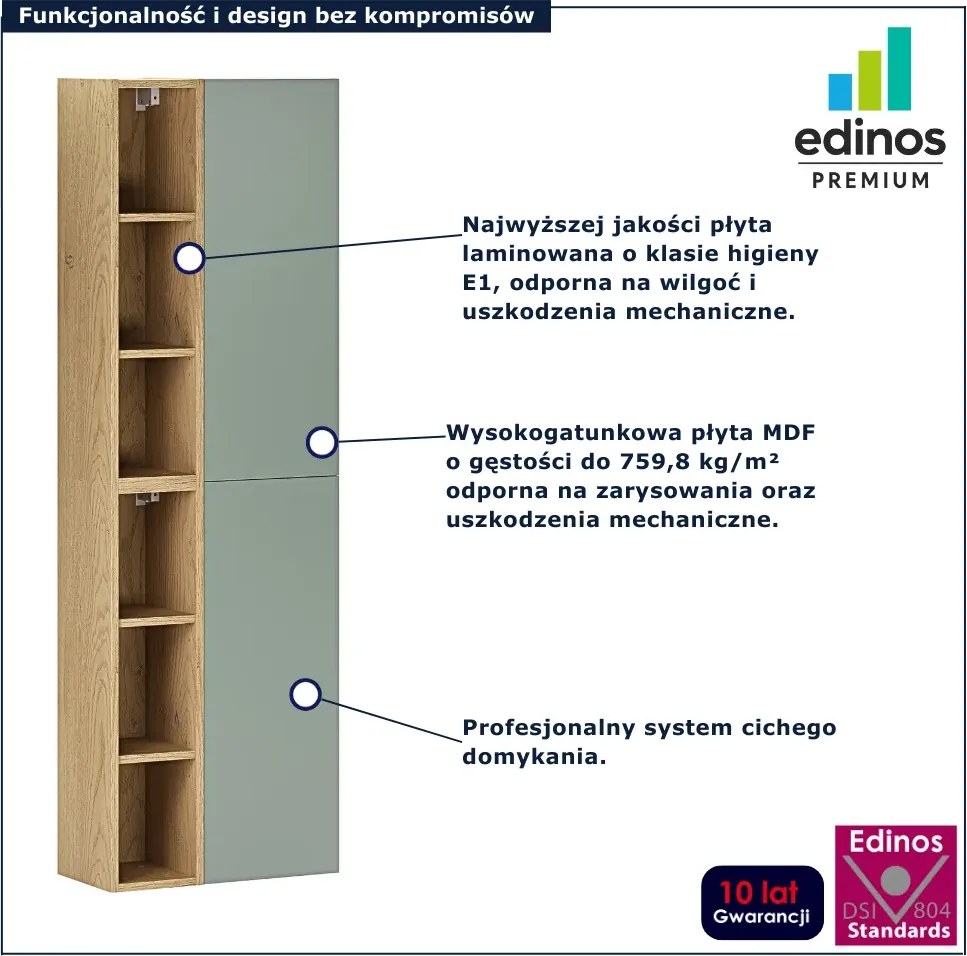 Zielony półodkryty słupek łazienkowy K1-L64