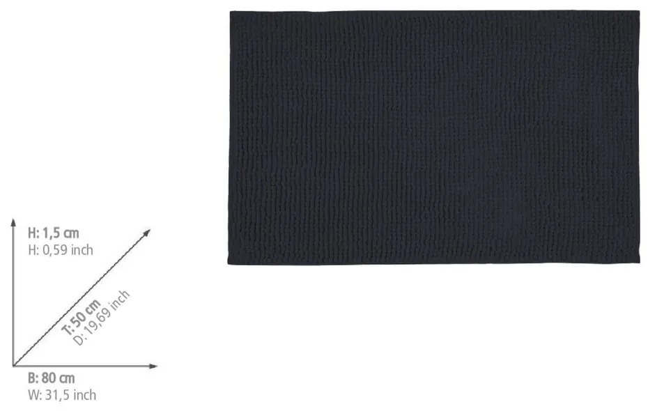 Ciemnoniebieski tekstylny dywanik łazienkowy 50x80 cm Chenille – Allstar