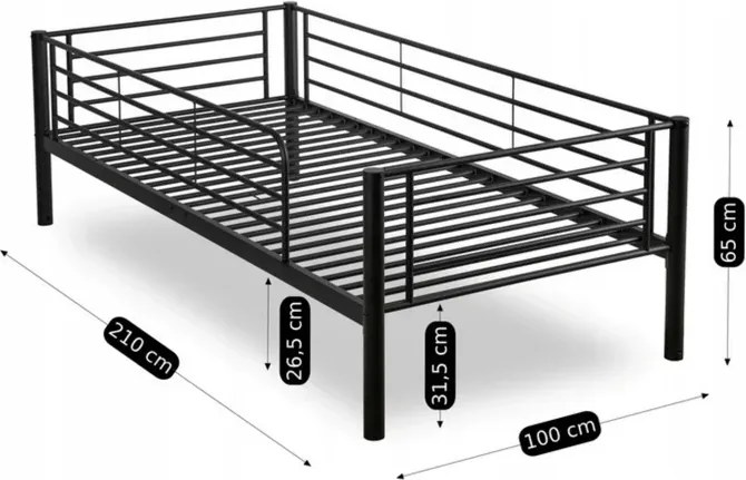 Łóżko Piętrowe Dla Dzieci 90x200 cm RODEZ Metalowe Czarne Loft